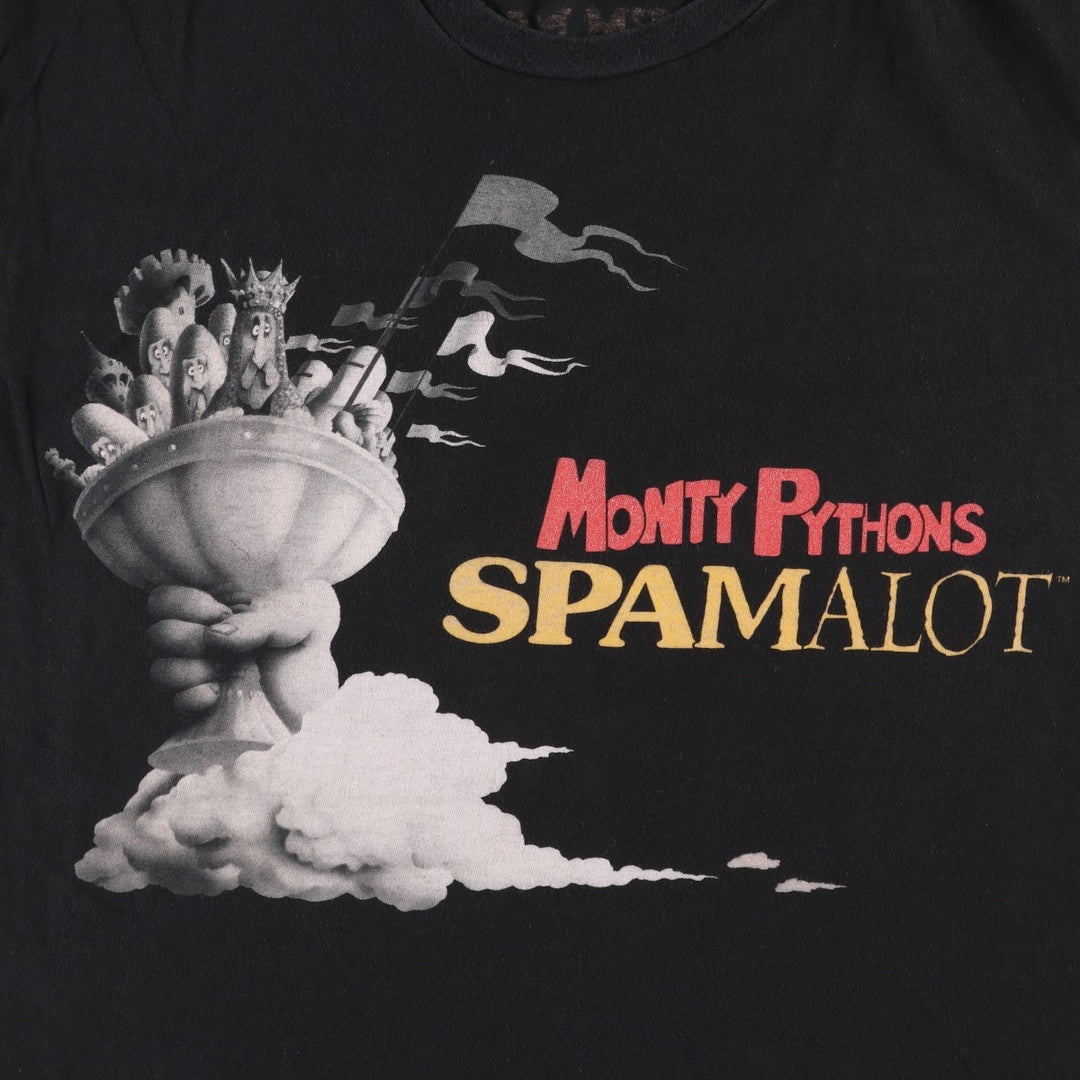 MONTY PYTHONS SPAMALOT Monty Python's Spamalot Musical Print T-Shirt, Men's Size M (approx.) unclear black type Vintage Second Hand