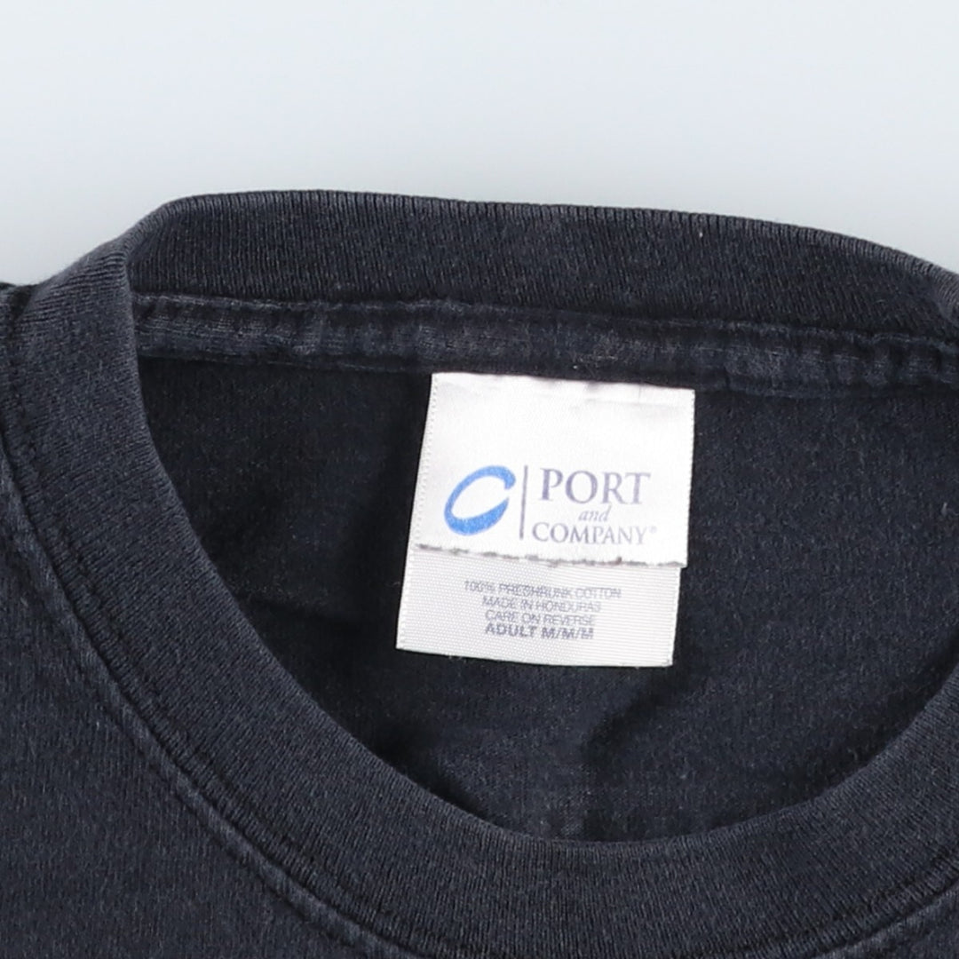 PORT & COMPANY College T-shirt, Men's Size M cotton black type Vintage Second Hand