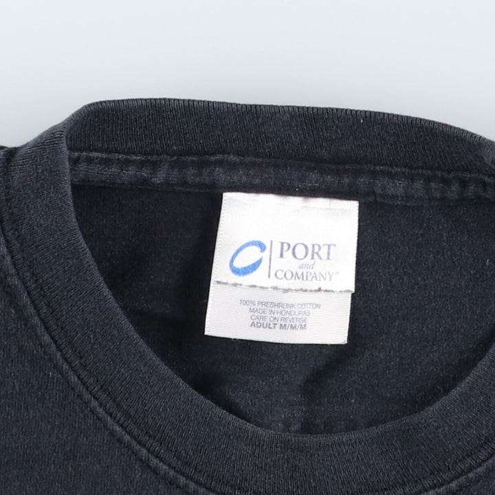 PORT & COMPANY College T-shirt, Men's Size M cotton black type Vintage Second Hand
