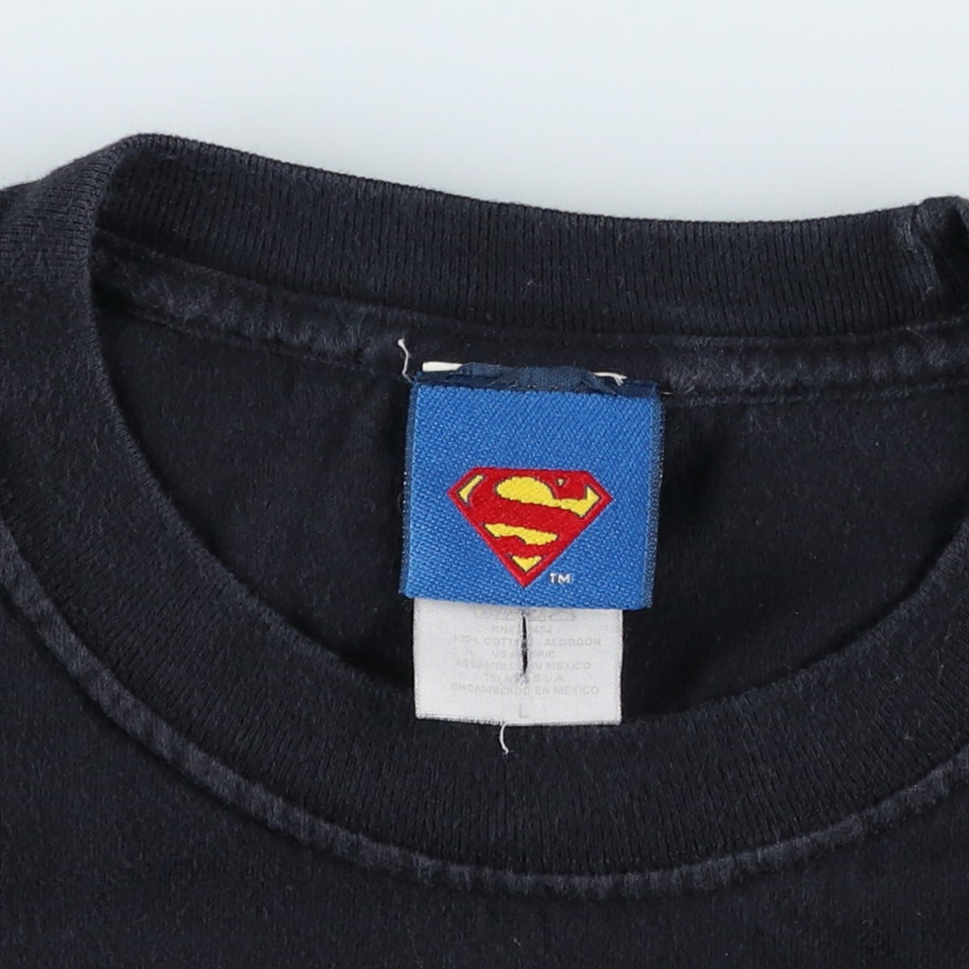 2000'S Superman camouflage pattern character print T-shirt, men's size L (approx.) cotton black type Vintage Second Hand