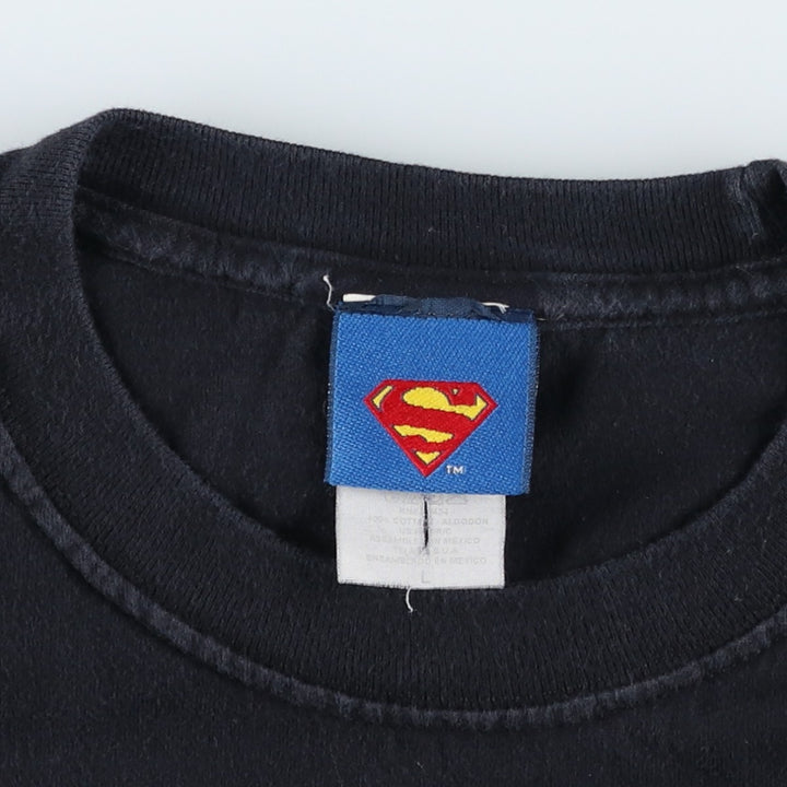 2000'S Superman camouflage pattern character print T-shirt, men's size L (approx.) cotton black type Vintage Second Hand