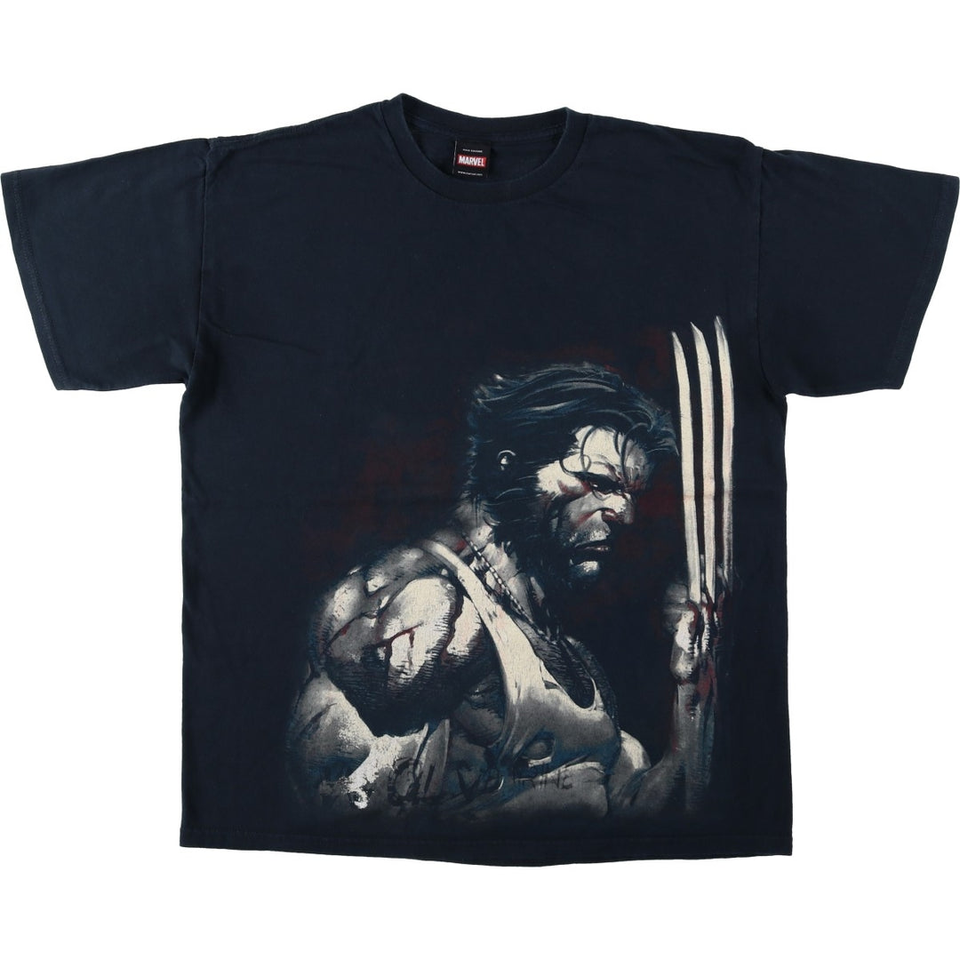 Marvel X-Men Wolverine Character Print T-Shirt (Men's Size L) cotton black type Vintage Second Hand