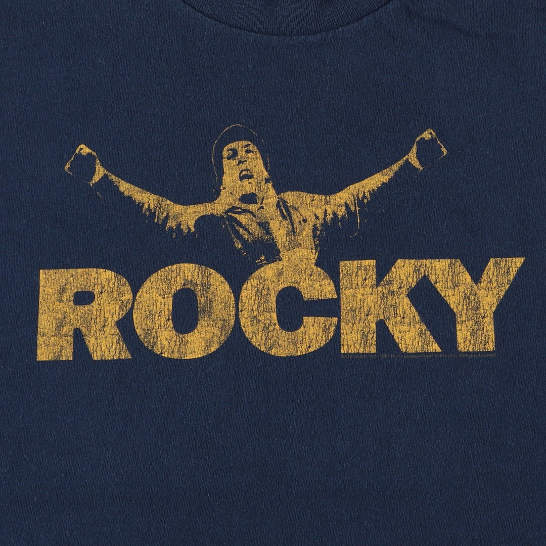 ROCKY Movie T-shirt (Men's Size M) unclear navy blue type Vintage Second Hand