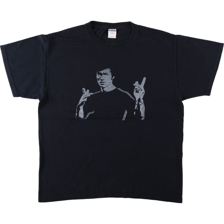 Jerzees Bruce Lee Print T-Shirt, Men's Size L (approx.) cotton black type Vintage Second Hand