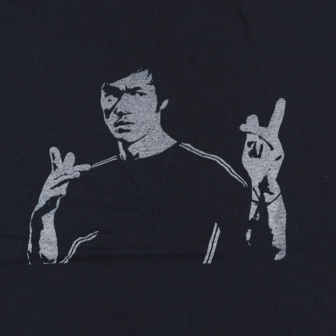Jerzees Bruce Lee Print T-Shirt, Men's Size L (approx.) cotton black type Vintage Second Hand
