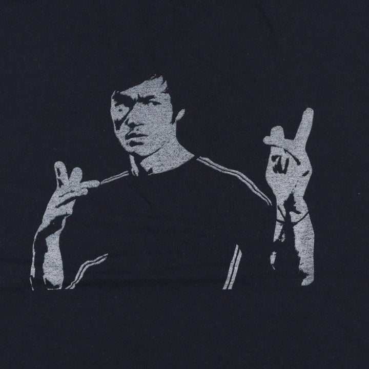 Jerzees Bruce Lee Print T-Shirt, Men's Size L (approx.) cotton black type Vintage Second Hand