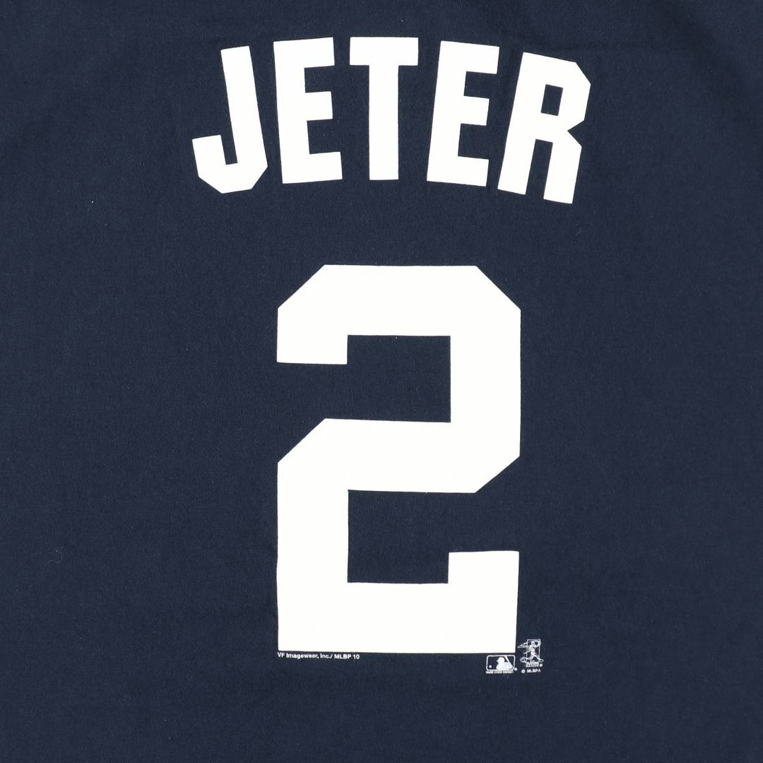 MLB NEW YORK YANKEES Sports Print T-Shirt (Men's Size L) cotton navy blue type Vintage Second Hand
