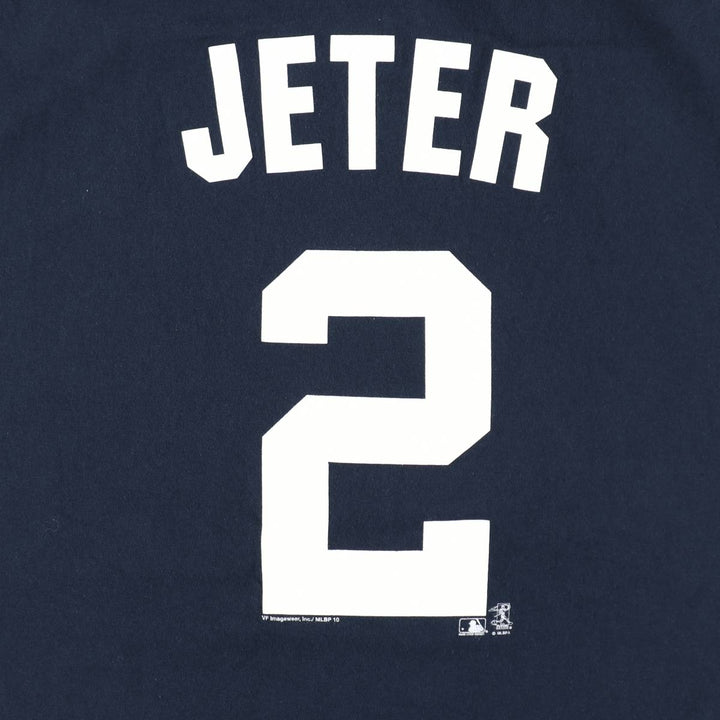 MLB NEW YORK YANKEES Sports Print T-Shirt (Men's Size L) cotton navy blue type Vintage Second Hand
