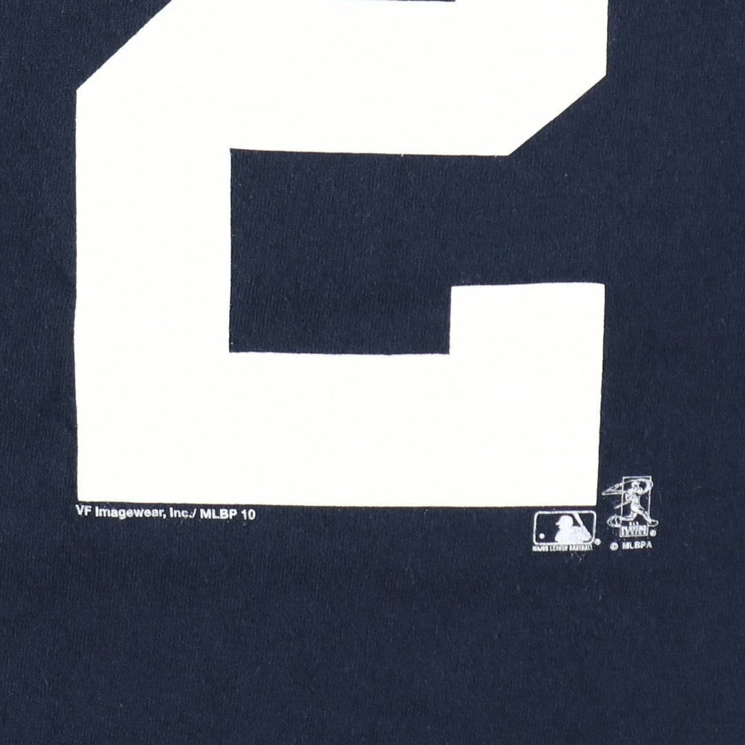 MLB NEW YORK YANKEES Sports Print T-Shirt (Men's Size L) cotton navy blue type Vintage Second Hand