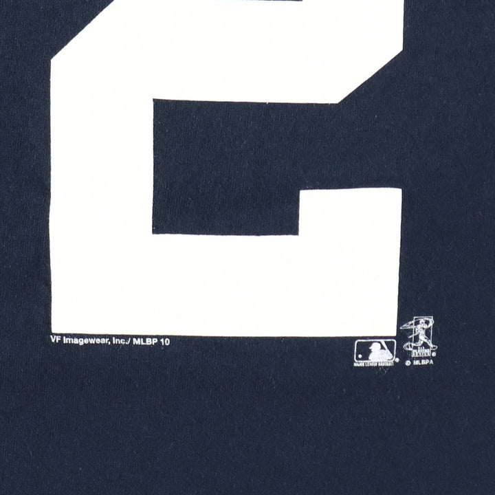 MLB NEW YORK YANKEES Sports Print T-Shirt (Men's Size L) cotton navy blue type Vintage Second Hand