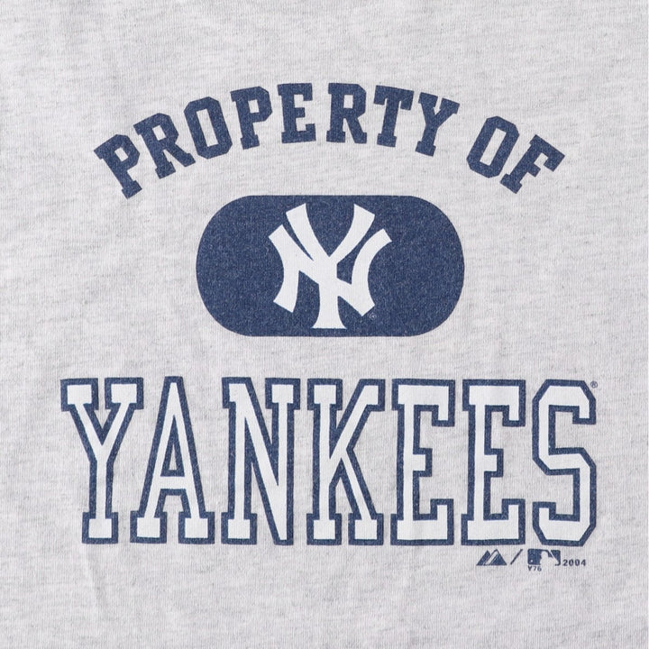 Majestic MLB NEW YORK YANKEES Sports Print T-Shirt, Made in USA, Men's Size L (Equivalent), Vintage cotton gray type Vintage Second Hand