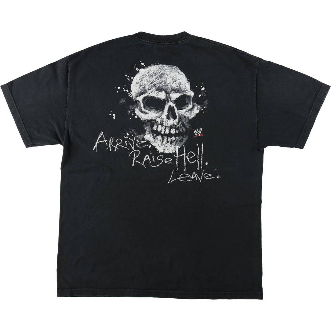 2000'S FIFTH SUN WWE Stone Cold Steve Austin Skull Pattern Pro Wrestling Sports Print T-Shirt cotton black type Vintage Second Hand