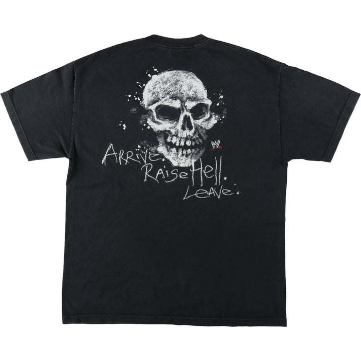 2000'S FIFTH SUN WWE Stone Cold Steve Austin Skull Pattern Pro Wrestling Sports Print T-Shirt cotton black type Vintage Second Hand