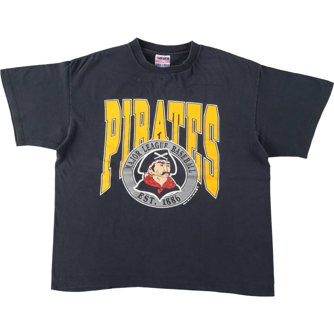 90'S TRENCH MLB PITTSBURGH PIRATES Sports Print T-Shirt, Made in USA, Men's XL (approx.) cotton black type Vintage Second Hand