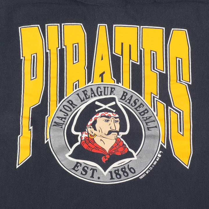 90'S TRENCH MLB PITTSBURGH PIRATES Sports Print T-Shirt, Made in USA, Men's XL (approx.) cotton black type Vintage Second Hand