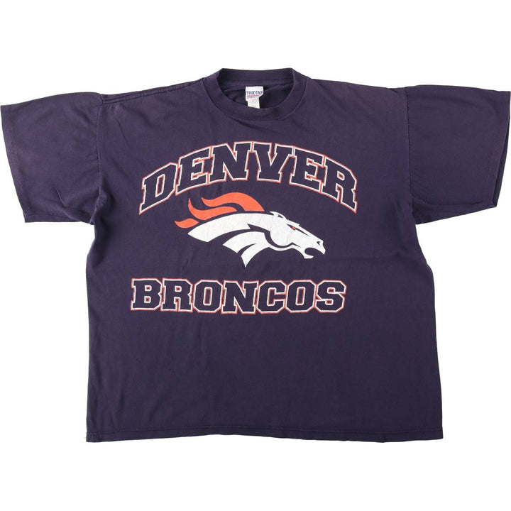 90'S TRUE-FAN NFL DENVER BRONCOS Sports Print T-Shirt, Men's XL (approx.), Vintage cotton purple type Vintage Second Hand