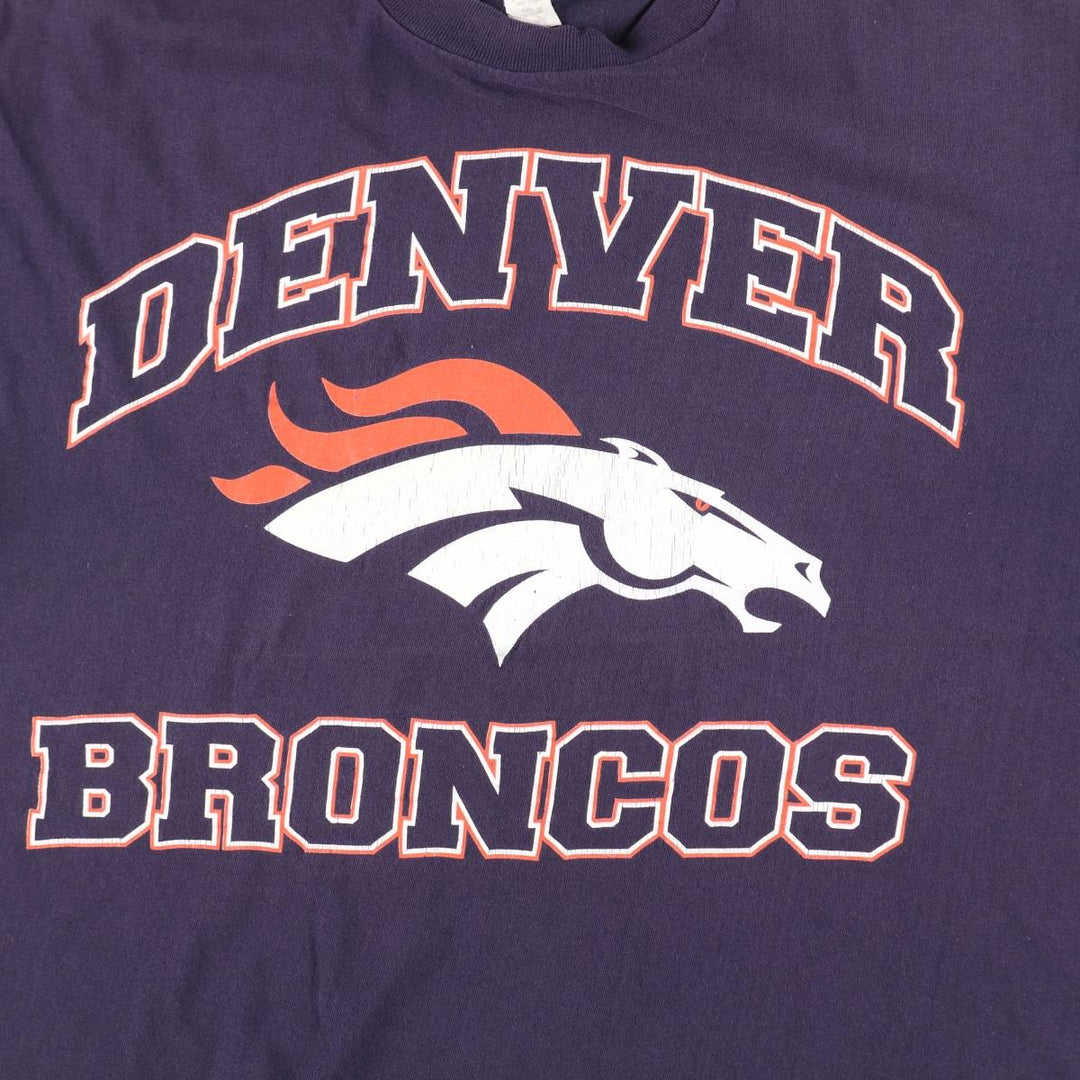 90'S TRUE-FAN NFL DENVER BRONCOS Sports Print T-Shirt, Men's XL (approx.), Vintage cotton purple type Vintage Second Hand