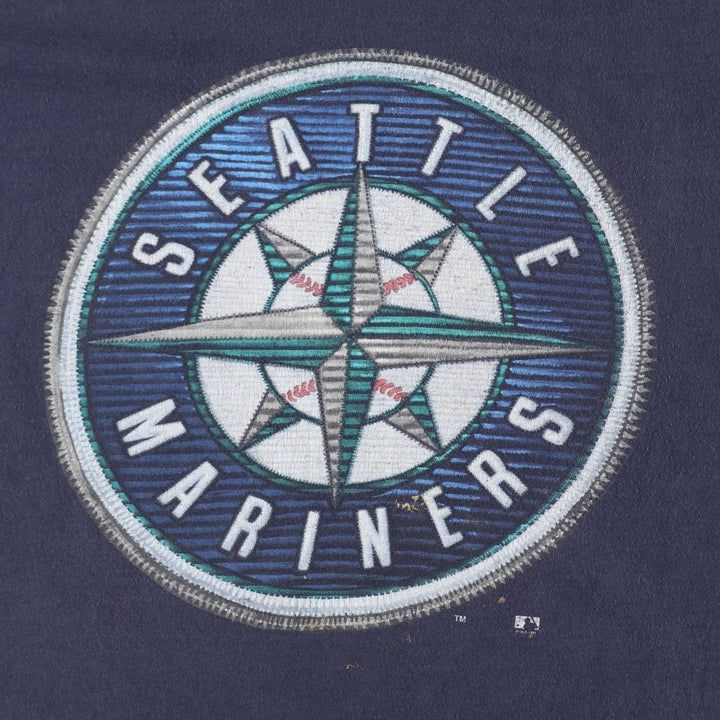 90'S SALEM MLB SEATTLE MARINERS Sports Print T-Shirt, Made in USA, Men's Size L (Equivalent), Vintage cotton navy blue type Vintage Second Hand
