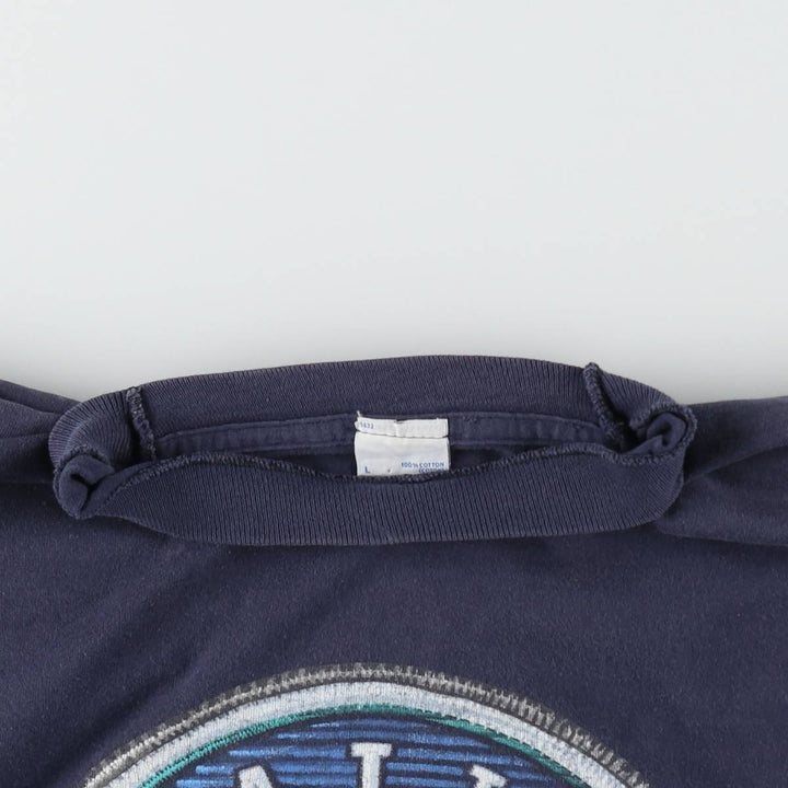 90'S SALEM MLB SEATTLE MARINERS Sports Print T-Shirt, Made in USA, Men's Size L (Equivalent), Vintage cotton navy blue type Vintage Second Hand