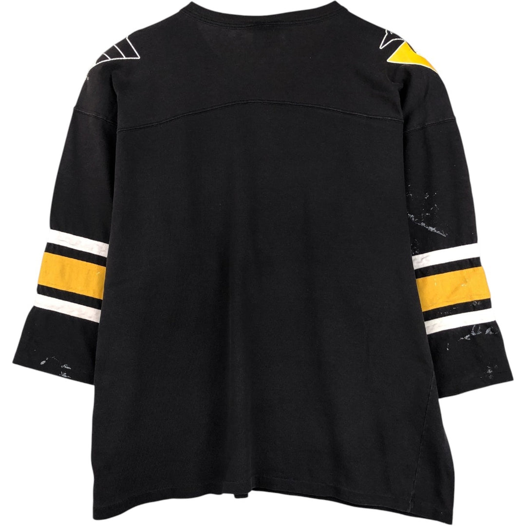 90'S Team Rated NHL Pittsburgh Penguins V-neck football short-sleeve t-shirt, men's size XL (approx.) cotton black type Vintage Second Hand