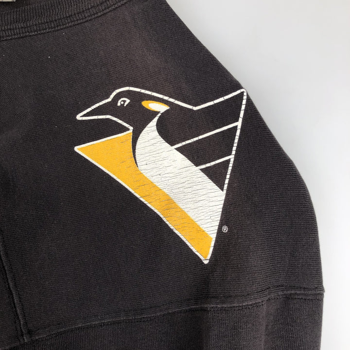 90'S Team Rated NHL Pittsburgh Penguins V-neck football short-sleeve t-shirt, men's size XL (approx.) cotton black type Vintage Second Hand