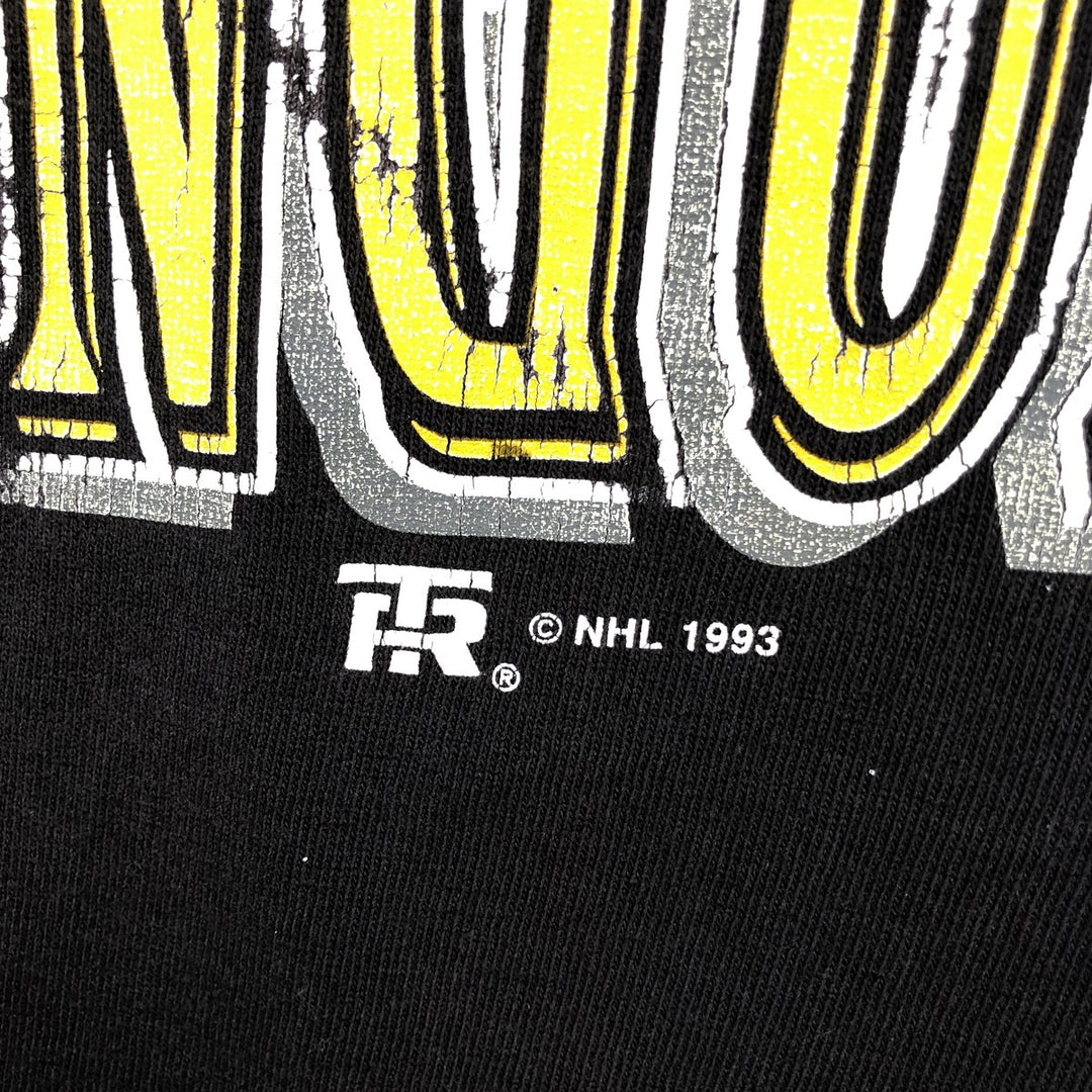 90'S Team Rated NHL Pittsburgh Penguins V-neck football short-sleeve t-shirt, men's size XL (approx.) cotton black type Vintage Second Hand