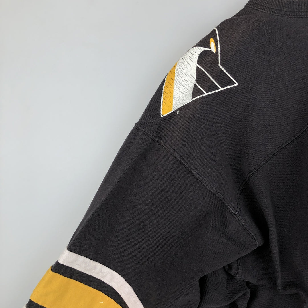90'S Team Rated NHL Pittsburgh Penguins V-neck football short-sleeve t-shirt, men's size XL (approx.) cotton black type Vintage Second Hand