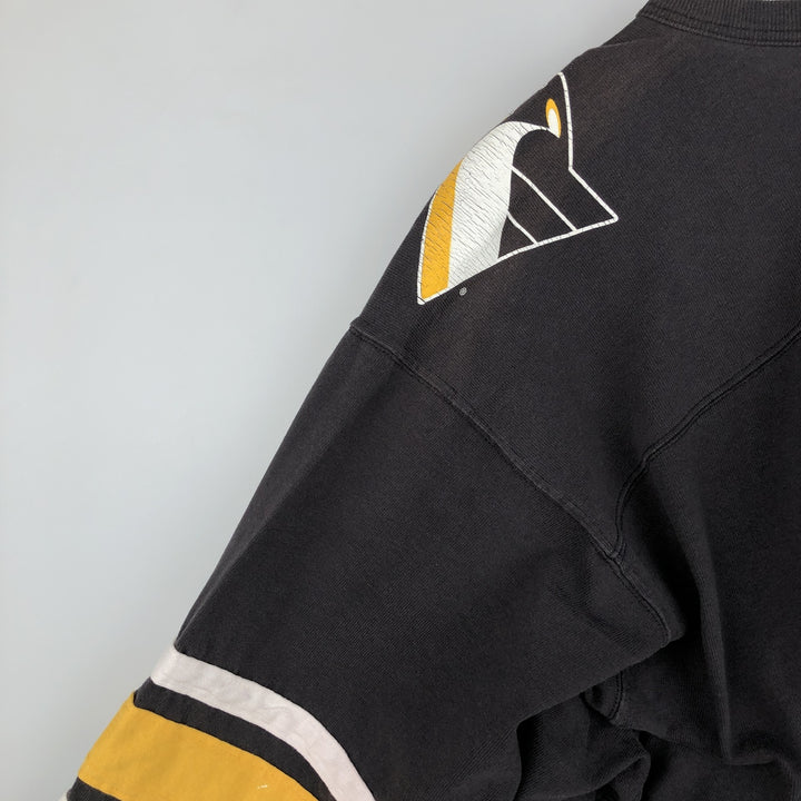 90'S Team Rated NHL Pittsburgh Penguins V-neck football short-sleeve t-shirt, men's size XL (approx.) cotton black type Vintage Second Hand