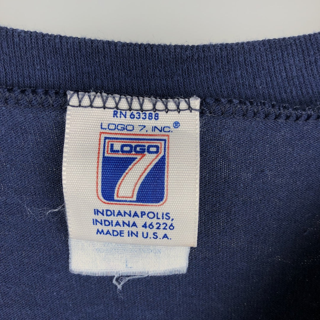 80s-90'S Logo Seven NFL Dallas Cowboys V-neck Football T-shirt, 5/8 sleeve, Made in USA, Men's size L cotton navy blue type Vintage Second Hand