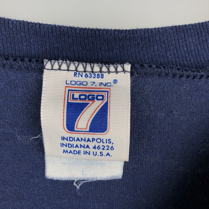 80s-90'S Logo Seven NFL Dallas Cowboys V-neck Football T-shirt, 5/8 sleeve, Made in USA, Men's size L cotton navy blue type Vintage Second Hand