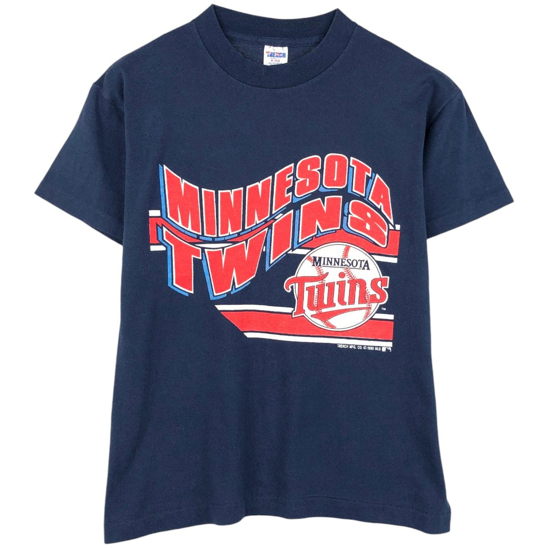 90'S TRENCH MLB MINNESOTA TWINS Sports Print T-Shirt, Made in USA, Men's Size M (approx.), Vintage cotton navy blue type Vintage Second Hand