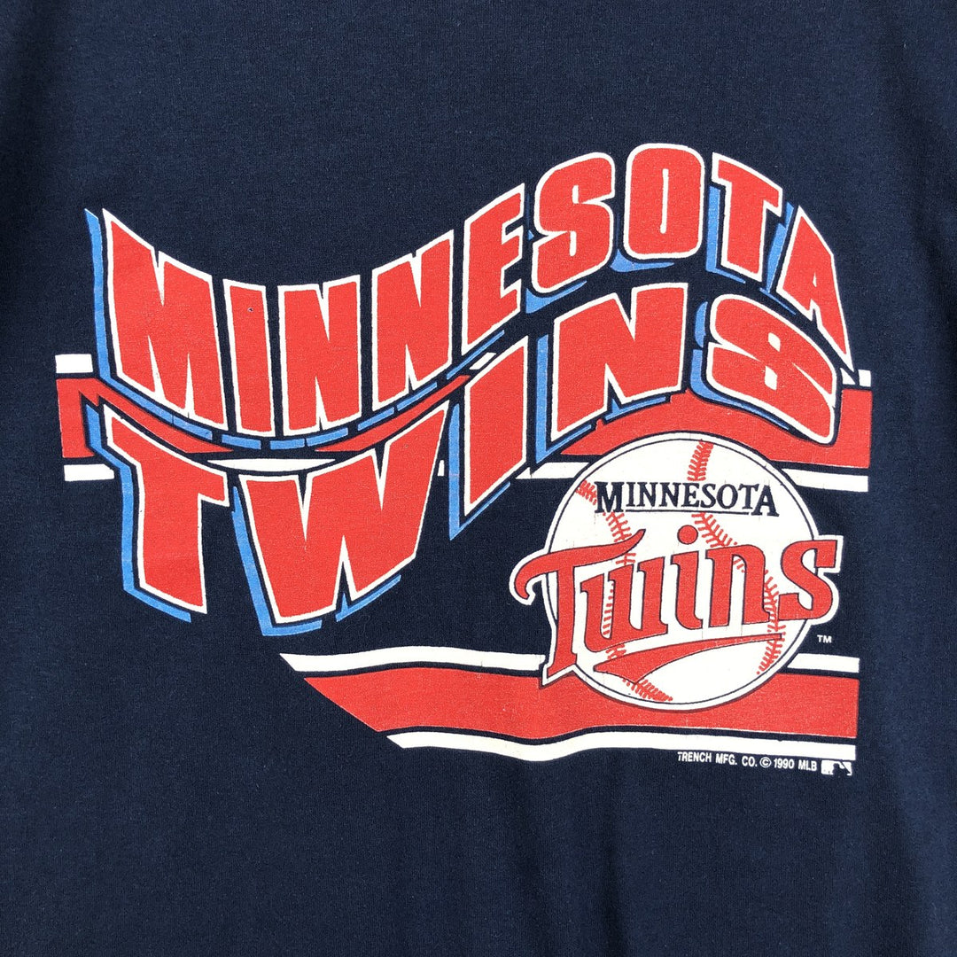 90'S TRENCH MLB MINNESOTA TWINS Sports Print T-Shirt, Made in USA, Men's Size M (approx.), Vintage cotton navy blue type Vintage Second Hand
