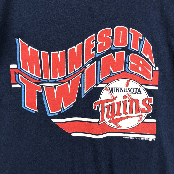 90'S TRENCH MLB MINNESOTA TWINS Sports Print T-Shirt, Made in USA, Men's Size M (approx.), Vintage cotton navy blue type Vintage Second Hand