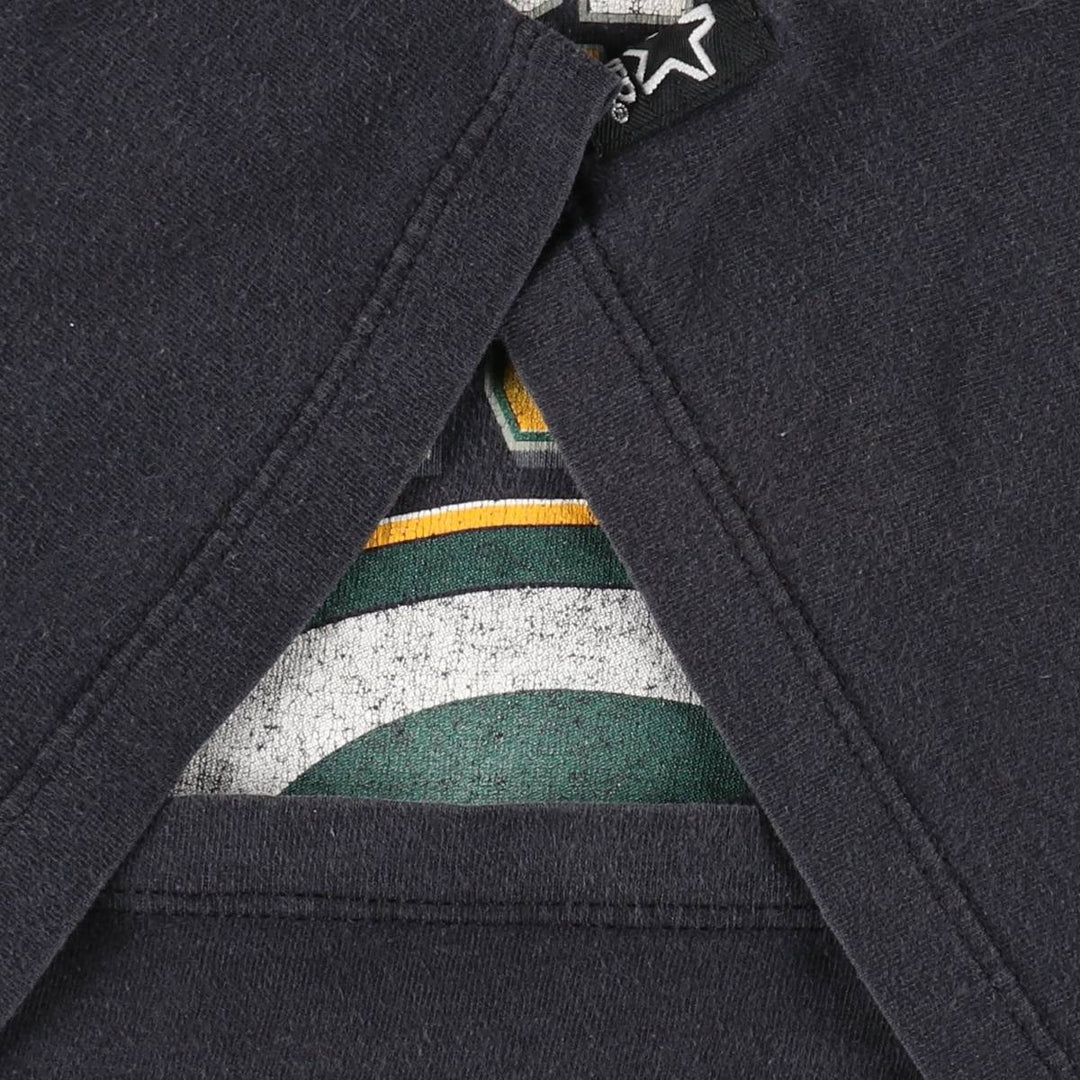 90'S Starter NFL Green Bay Packers sports print T-shirt, Made in USA, Men's size L cotton black type Vintage Second Hand