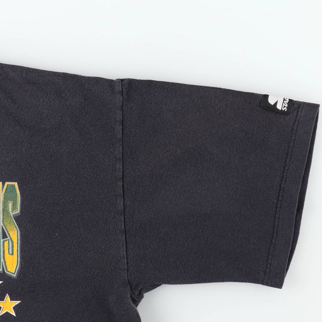 90'S Starter NFL Green Bay Packers sports print T-shirt, Made in USA, Men's size L cotton black type Vintage Second Hand