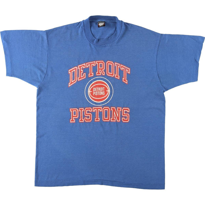 90'S Screen Stars NBA Detroit Pistons sports print T-shirt, Made in USA, Men's XL equivalent. cotton blue type Vintage Second Hand