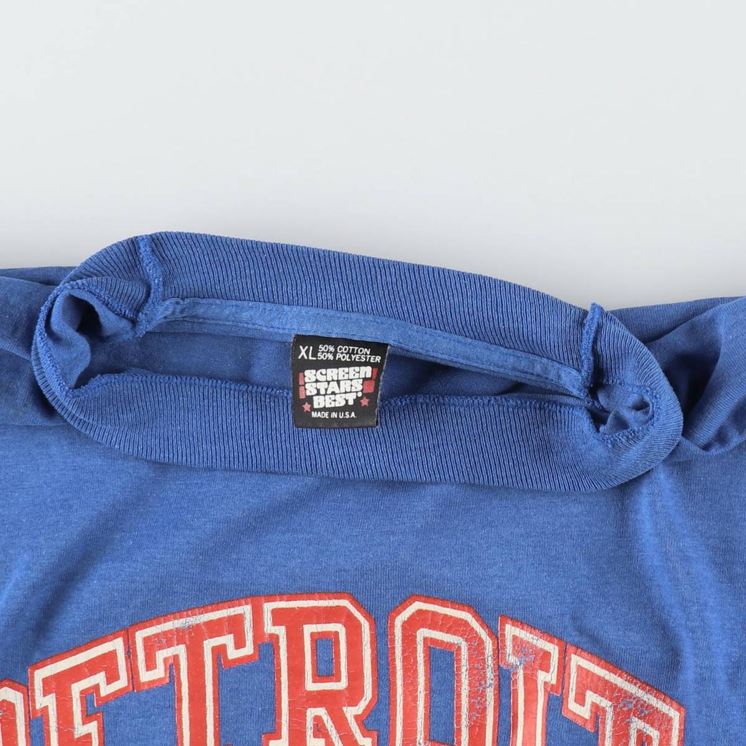 90'S Screen Stars NBA Detroit Pistons sports print T-shirt, Made in USA, Men's XL equivalent. cotton blue type Vintage Second Hand