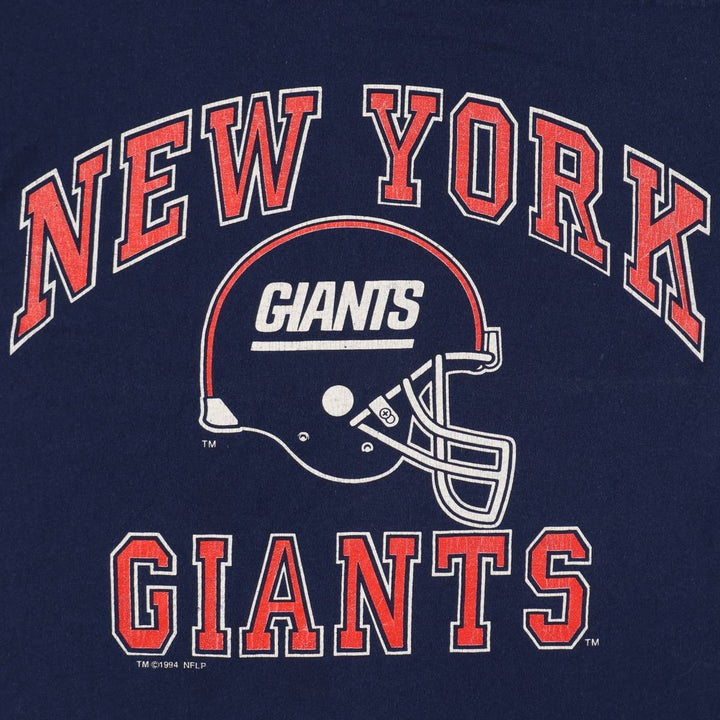 90'S Logo Seven NFL New York Giants V-neck Football T-shirt, 3/4 sleeve, Made in USA, Men's size L equivalent. cotton navy blue type Vintage Second Hand