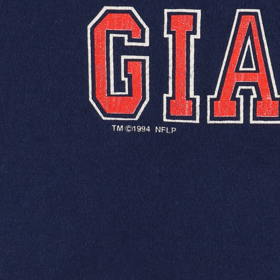 90'S Logo Seven NFL New York Giants V-neck Football T-shirt, 3/4 sleeve, Made in USA, Men's size L equivalent. cotton navy blue type Vintage Second Hand