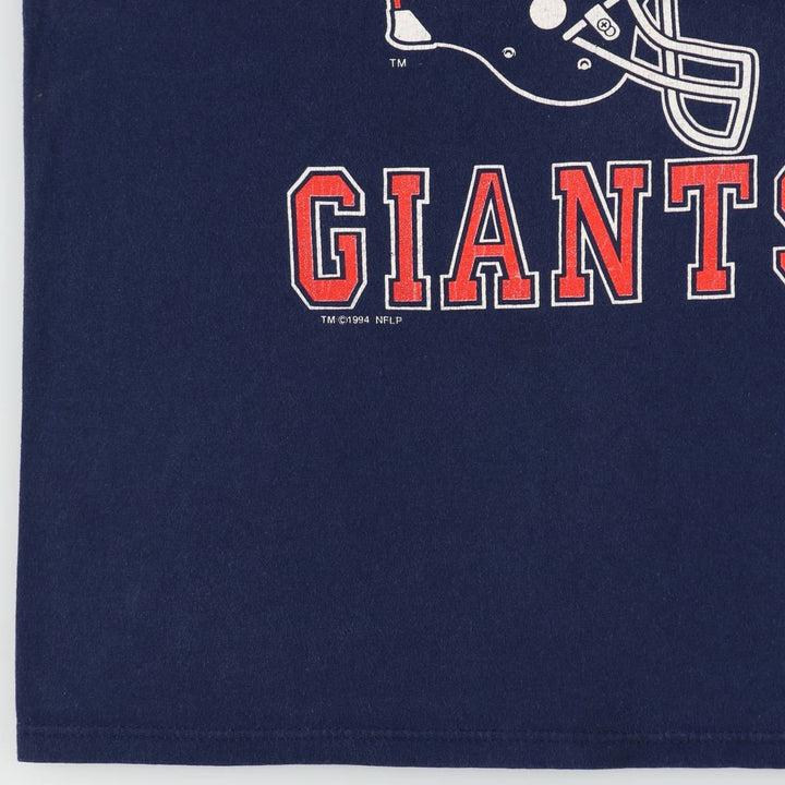 90'S Logo Seven NFL New York Giants V-neck Football T-shirt, 3/4 sleeve, Made in USA, Men's size L equivalent. cotton navy blue type Vintage Second Hand