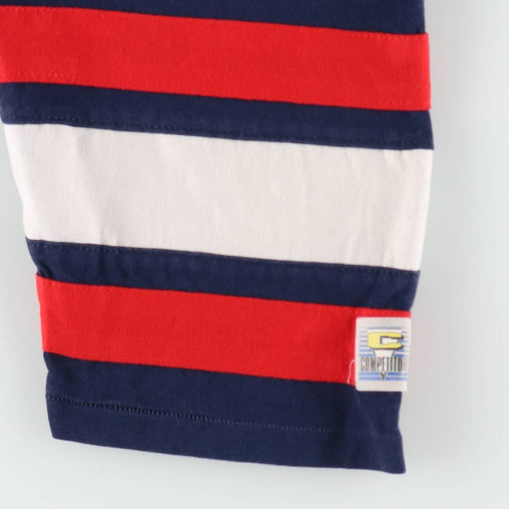 90'S Logo Seven NFL New York Giants V-neck Football T-shirt, 3/4 sleeve, Made in USA, Men's size L equivalent. cotton navy blue type Vintage Second Hand