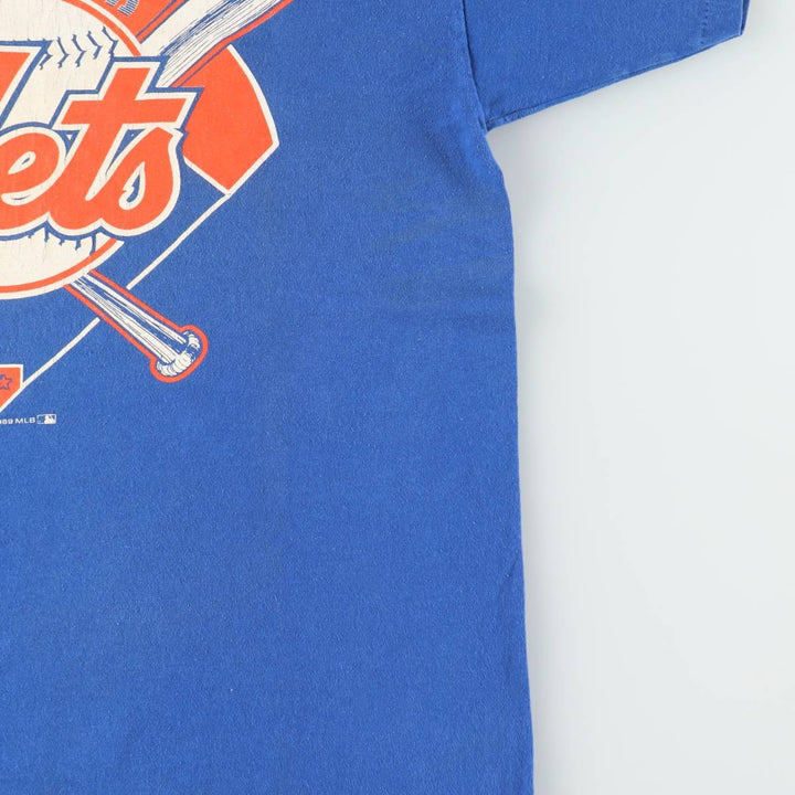80'S Starter MLB New York Mets sports print t-shirt, men's size L equivalent, vintage. unclear blue type Vintage Second Hand