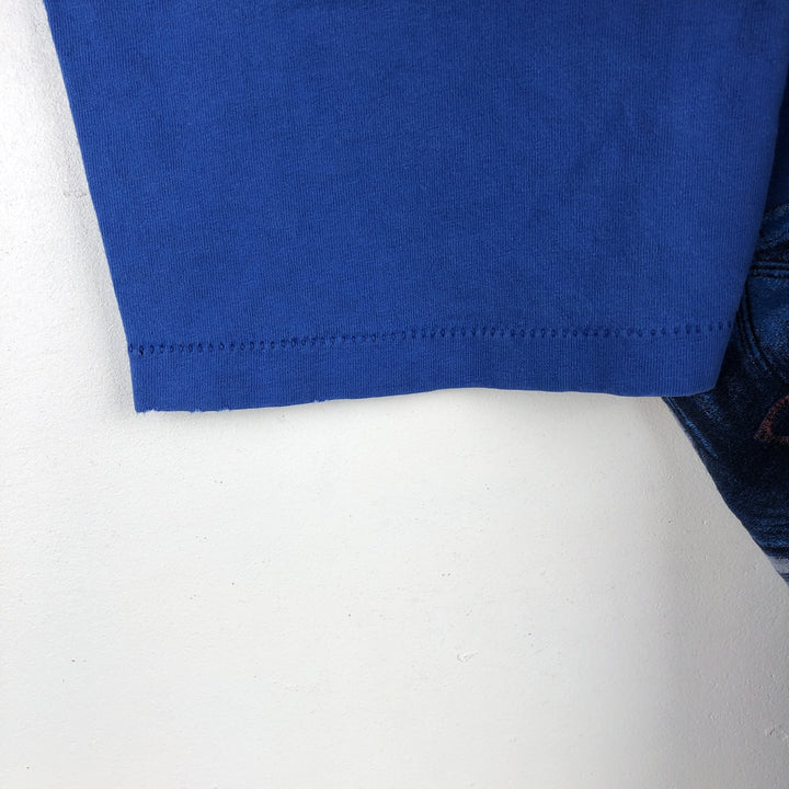 90'S Nutmeg MLB Chicago Cubs sports print T-shirt, Made in USA, Men's size M equivalent, Vintage cotton blue type Vintage Second Hand