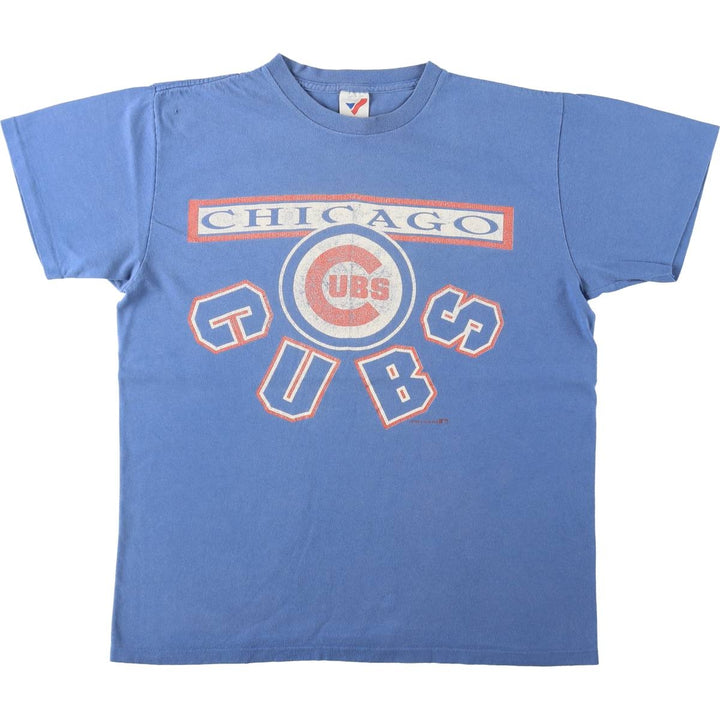 90'S ARTEX MLB CHICAGO CUBS Sports Print T-Shirt, Made in USA, Men's Size L (Equivalent), Vintage cotton blue type Vintage Second Hand