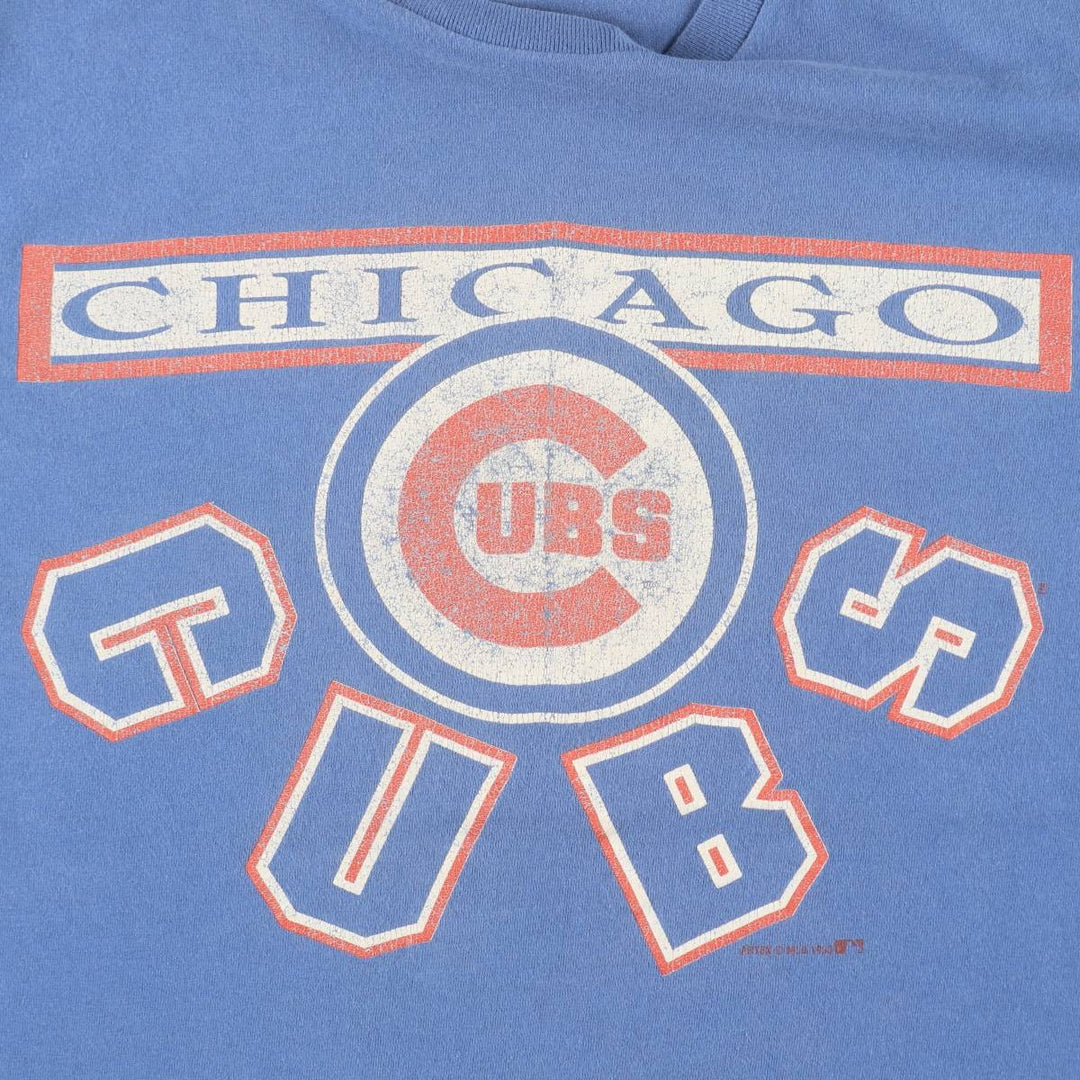 90'S ARTEX MLB CHICAGO CUBS Sports Print T-Shirt, Made in USA, Men's Size L (Equivalent), Vintage cotton blue type Vintage Second Hand