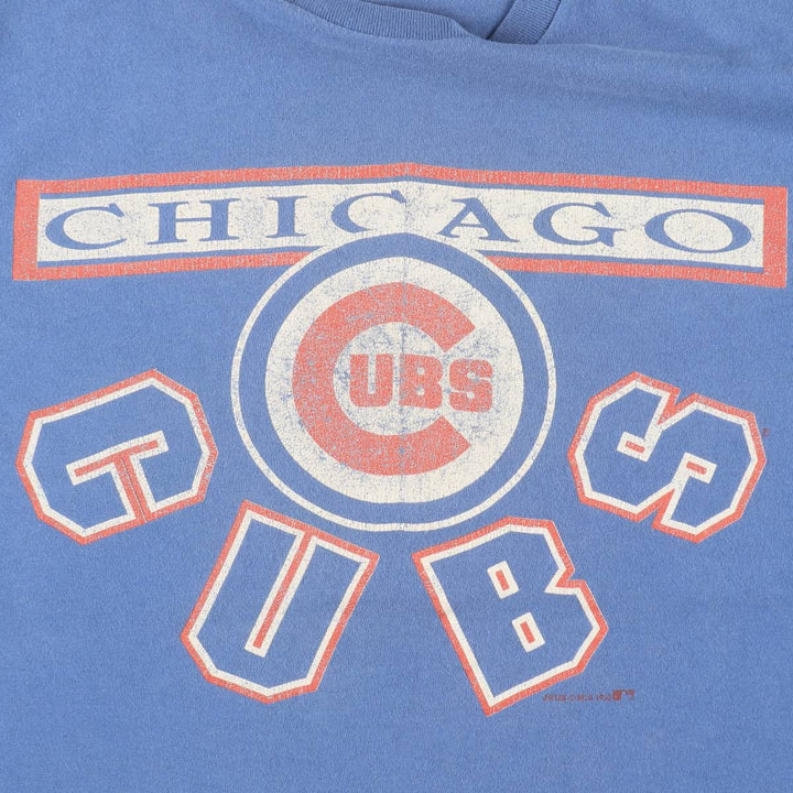 90'S ARTEX MLB CHICAGO CUBS Sports Print T-Shirt, Made in USA, Men's Size L (Equivalent), Vintage cotton blue type Vintage Second Hand