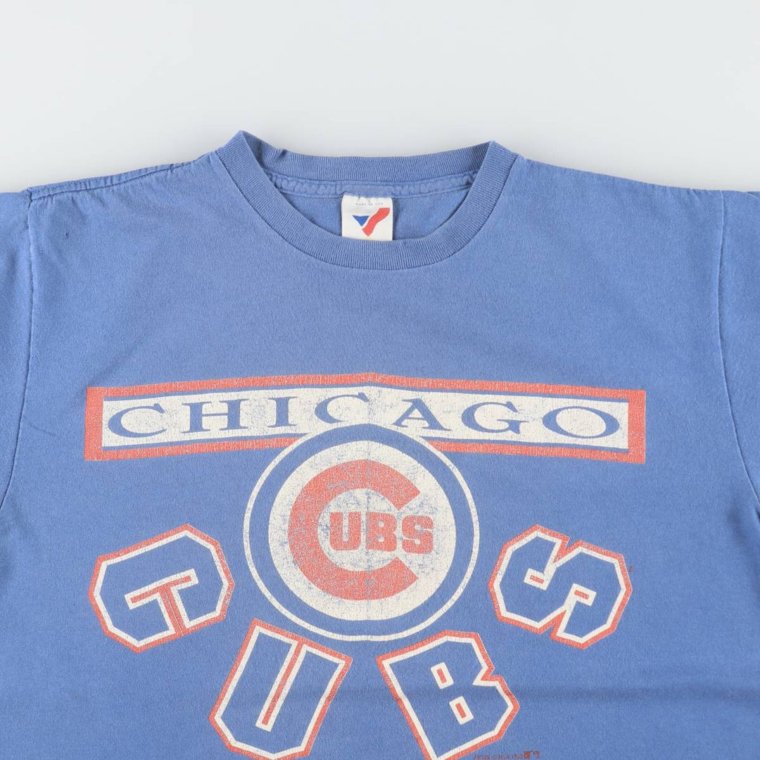 90'S ARTEX MLB CHICAGO CUBS Sports Print T-Shirt, Made in USA, Men's Size L (Equivalent), Vintage cotton blue type Vintage Second Hand