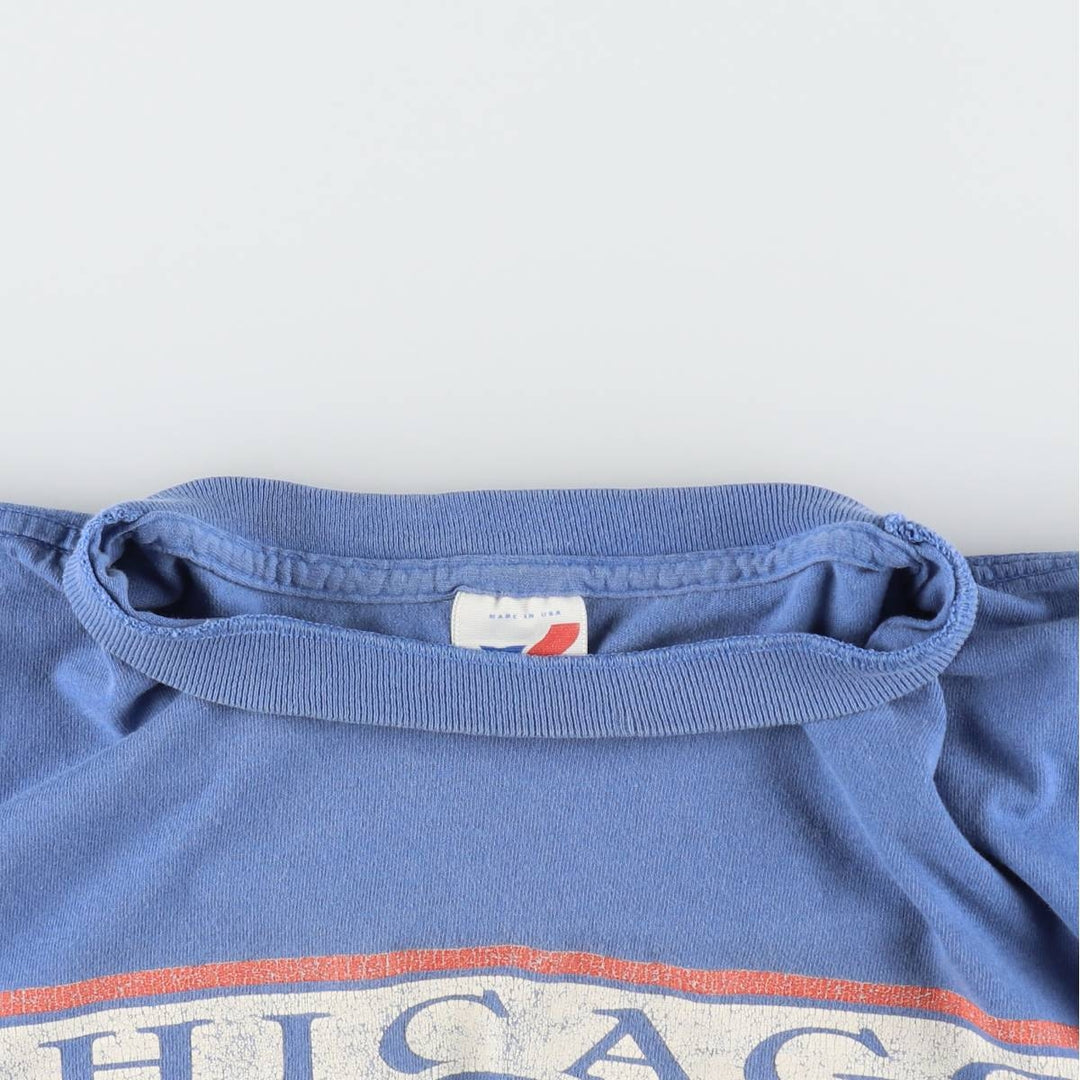 90'S ARTEX MLB CHICAGO CUBS Sports Print T-Shirt, Made in USA, Men's Size L (Equivalent), Vintage cotton blue type Vintage Second Hand