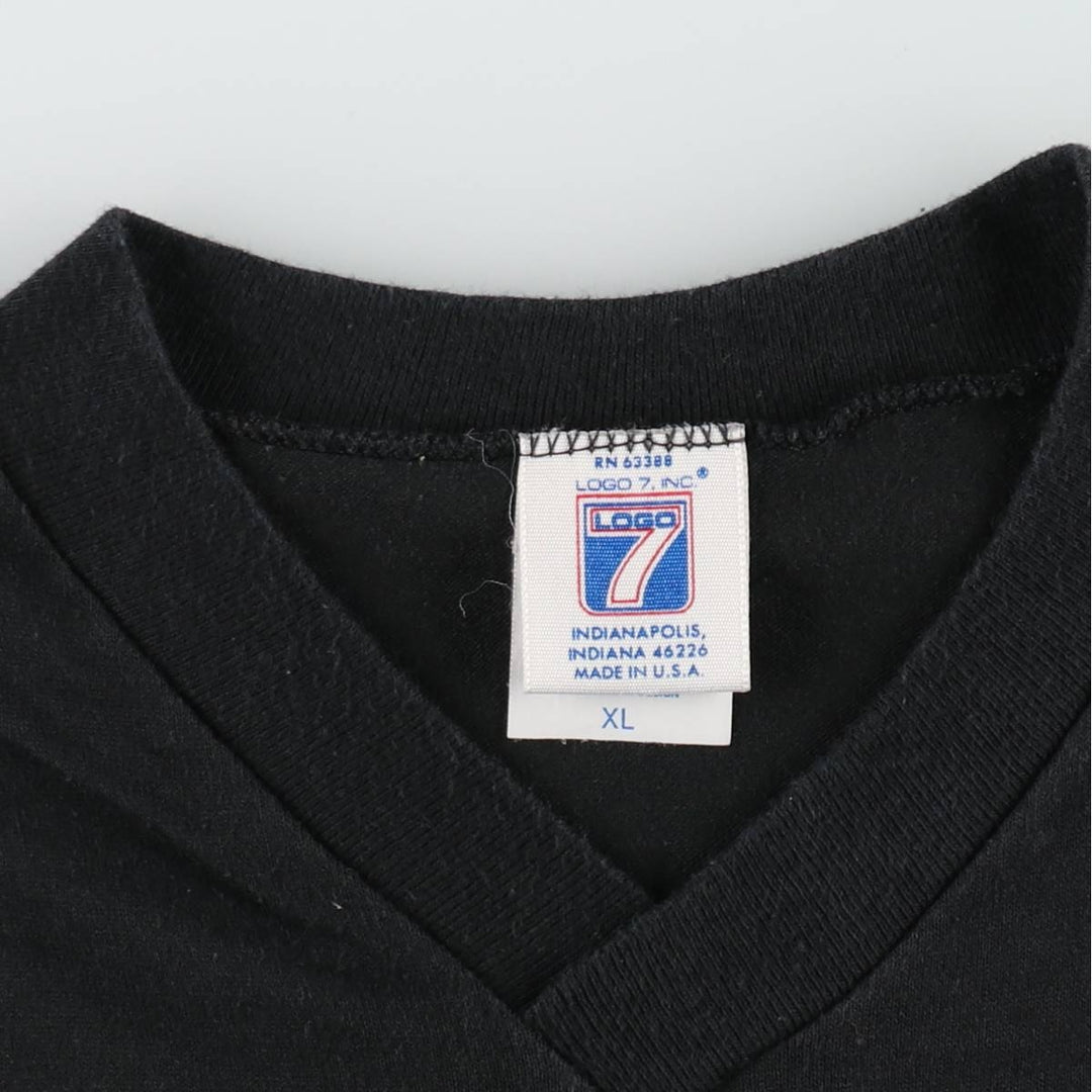 90'S Logo 7 NFL Cincinnati Bengals V-neck Football T-shirt, Made in USA, Men's XL equivalent. cotton black type Vintage Second Hand