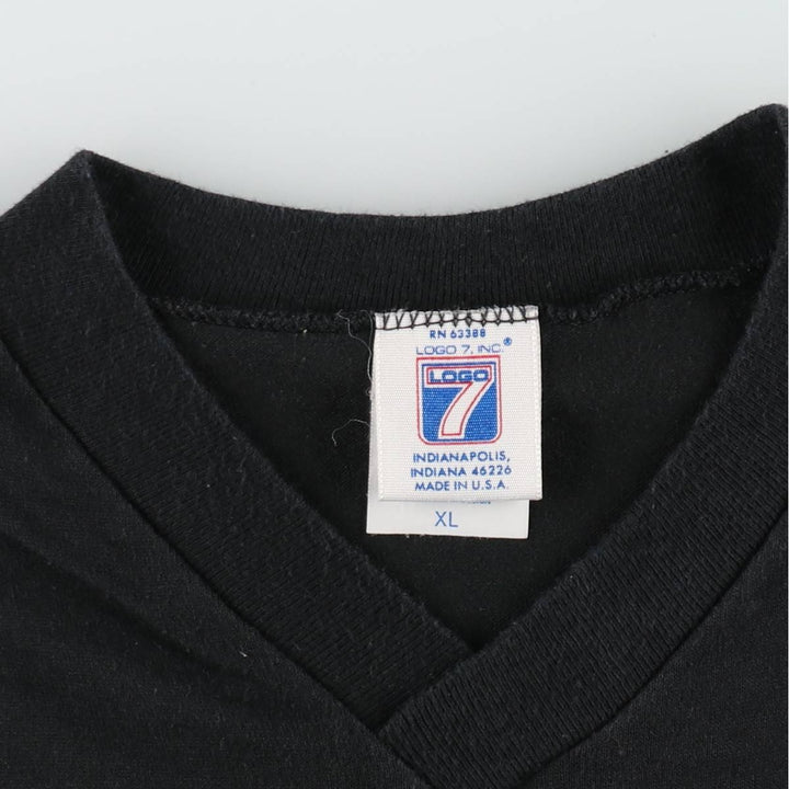 90'S Logo 7 NFL Cincinnati Bengals V-neck Football T-shirt, Made in USA, Men's XL equivalent. cotton black type Vintage Second Hand